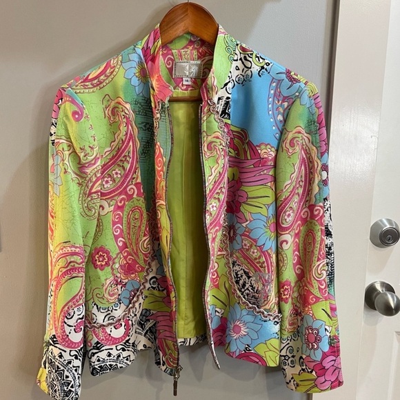 Alberto Makali vintage Multicolour Paisley Jacket size 14 - Picture 2 of 13